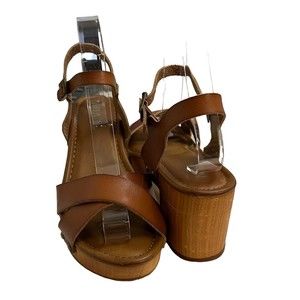 Mia Susan Woman 8.5 Brown Platform Block Heel 90s Y2K Clog Sandals